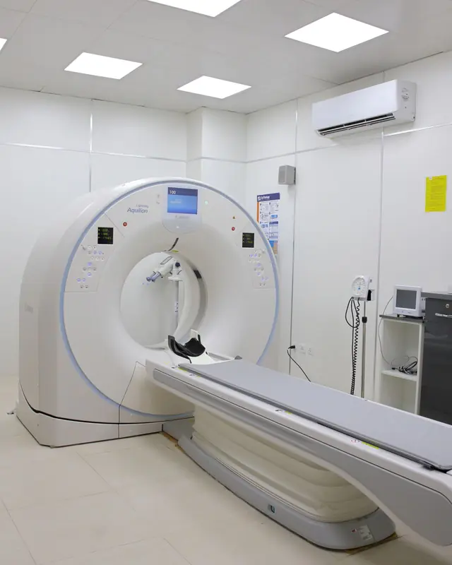 Hospital imaging room with a CT scanner